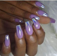 Irridescent Nails, Holographic Nail Designs, Ombre Chrome Nails, Purple Chrome Nails, Purple Ombre Nails, Purple Glitter Nails, Chrome Nails Designs, Purple Nail Designs, Lavender Nails