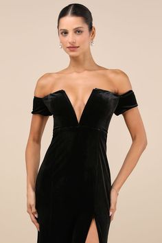 Slip into the Lulus Captivating Silhouette Black Velvet Off-the-Shoulder Maxi Dress for a look no one will be able to deny! Plush velvet shapes this sultry dress that has an off-the-shoulder neckline (with hidden no-slip strips) and a notched bodice with a plunging internal V-bar, all framed by short sleeves. High, fitted waist tops a figure-skimming mermaid skirt that falls to an elegant maxi hem. Hidden back zipper/clasp. Fit: This garment fits true to size. Length: Floor length. Size medium m Off-shoulder Velvet Dress For Evening, Off-shoulder Velvet Party Dress, Formal Off-shoulder Velvet Dress, Off-shoulder Velvet Evening Dress, Off-shoulder Velvet Formal Dress, Off-shoulder Velvet Dress For Night Out, Fitted Off-shoulder Velvet Dress For Night Out, Formal Off-shoulder Fitted Velvet Dress, Fitted Off-shoulder Velvet Dress