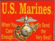 the u s marines logo is shown in red and yellow