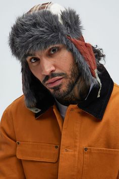 Available In Cream/combo. Woven Plaid And Knit Panels Faux Fur Lining Contrast Buttons Nylon Webbing Chin Strap 50% Acrylic 50% Polyester Imported | Mens Patchwork Trapper Hat in Cream by Fashion Nova Ushanka Hat, Johnny Collar, Trapper Hat, Trapper Hats, Hat For Man, Collar Sweater, Interesting Faces, Black Sweaters, Fashion Nova