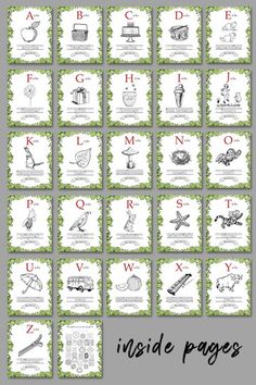 a set of twelve alphabets with pictures