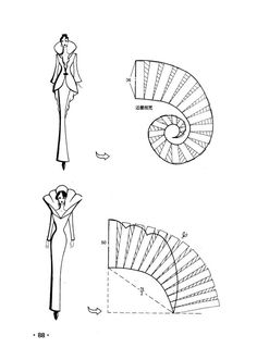 the diagram shows how to draw a woman's dress