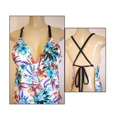 Tankini tops Backless Halter Top With Built-in Bra For Vacation, T-back Tankini With Built-in Bra For Sunbathing, T-back Tankini With Built-in Bra For Swimming, Vacation Swimwear With Built-in Bra And Strappy Back, Summer Crisscross Straps T-back Halter Top, T-back Tie Back Halter Top For Vacation, Summer Vacation Cross-back Tankini, Sleeveless Swimwear With Wrap-around Straps For Vacation, Halter Neck Swimwear With Built-in Bra For Vacation