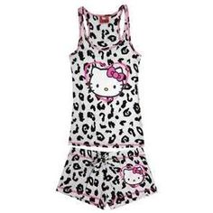 Hello Kitty Leopard Print Pj's!!! <3 Hello Kitty Leopard, Pink Hello Kitty Print Sleep Sets, Cute Hello Kitty Print Sleepwear For Bedtime, Pink Hello Kitty Print Sleepwear For Summer, Cute Hello Kitty Print Sleepwear, Cute Cotton Sleepwear With Hello Kitty Print, Comfy Sleepwear, Summer Pjs, Cat Apparel