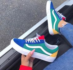 #Shoes Sneakers # Trending Shoes Sneakers Vans Verdes, Vans Slip On Outfit, Quirky Clothes, Vans Ultrarange, Movie Aesthetic, Creative Shoes, Navy Outfit