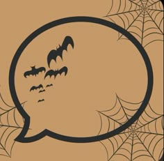 a speech bubble with bats in it and a spider web on the bottom, below