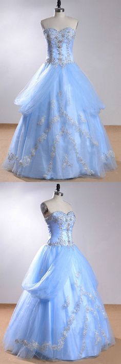 Sweetheart Sleeveless Light Blue Beading Wedding Dress With Beading WD169 #weddingdress #tullewedding #lightbluedress Light Blue Prom Dresses, Light Blue Wedding Dress, Beading Wedding Dress, Ball Inspiration, Light Blue Bridesmaid Dresses, Wedding Dresses Sweetheart, Light Blue Bridesmaid, Wedding Dress With Beading, Bridesmaid Dresses 2018