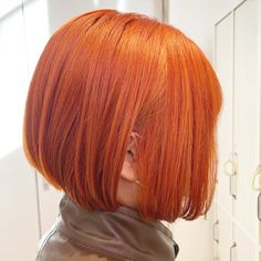 Creamsicle Hair Color, Orange Bob Hair, Orange Hair Short, Short Hair Orange, Orange Short Hair, Orange Bob, Asian Hairstyle, Hair Color Orange, Hair Color Crazy