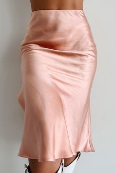 100% POLYESTER Model Wearing Size Small Color: Pink Satin Material Elastic Waistband A-Line Side Leg Slit Midi Length Waistline Has Stretch 31" Waistline To Hemline For Model Size Specs Please Check Size Charts Launched: 5/18/24 Midi Skirts Style, Skirt Styles, Pink Midi Skirt, Skirt Satin, 2024 Goals, Fashion Guide, Satin Midi Skirt, Summer 24