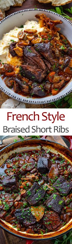 this is an image of french style braised short ribs