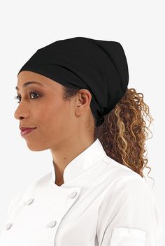 Hurray for versatility! Our Chef Elastic Band Bandana can be worn as a headband or bandana – or anything in between. A back elastic band ensures a comfortable fit. Look like the professional you are in Chef Uniform. Timeless styles in comfortable, durable fabrics stay looking neat wash after wash. • Wear as a bandana or headband • Comfortable back-elastic band • One size fits most • Lightweight • Durable • Fade resistant • Easy care • 65% polyester/35% cotton • Machine wash cool • Tumble dry low Stretch Black Headband, Black Sweatband Headband, One Size Fits Most, Black Cotton Sweatband Headband, Black Headwrap One Size Fits Most, Black Headscarf In Headband Shape, Black One-size-fits-most Headwrap Headband, One Size Black Bandana Headband, Black Headwrap Headband, Chef Bandana