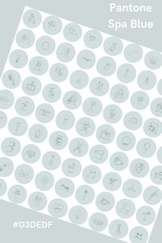 the pantone spa blue logo is shown on a white background with circles around it