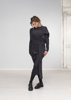 Maxi Dress,Black Dress, Long Dress,long sleeve black evening dresses, long evening dresses Black Evening Dresses Long, Maxi Dresses Long Sleeve, Long Dress Long Sleeve, Asymmetric Shirt, Black Dress Long, Tie Waist Maxi Dress, Asymmetric Dress, Maxi Dress Black, Black Evening Dresses