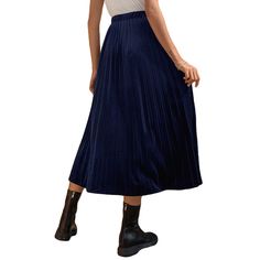 Navy Blue Velvet Pleated A-line Skirt Navy Blue Velvet, Blue Velvet, Petticoat, A Line Skirt, A Line Skirts, A Line, Navy Blue, Velvet, Skirt