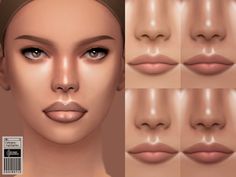 an image of the face of a woman with different angles and makeup shades on it