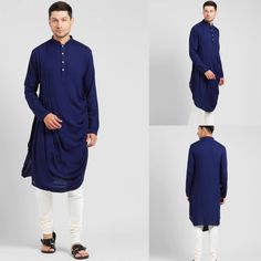 Traditional Semi-formal Kurta With Traditional Drape, Formal Cotton Kurta For Festivals, Semi-formal Kurta With Traditional Drape For Diwali, Formal Festival Cotton Kurta, Festive Semi-formal Cotton Traditional Wear, Traditional Semi-formal Kurta For Festive Occasions, Semi-formal Kurta For Eid With Traditional Drape, Formal Long Sleeve Kurta For Navratri, Traditional Drape Kurta For Semi-formal Eid