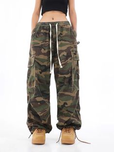 Green Camouflage Cargo Pants | Lisa - BlackPink XL Casual Camouflage Cotton Cargo Pants, Casual Camouflage Cotton Pants, Camouflage Cotton Parachute Pants With Pockets, Casual Camouflage Parachute Pants With Side Pockets, Camouflage Relaxed Fit Pants For Outdoor, Camouflage Cargo Pants For Outdoor, Casual Camouflage Parachute Pants With Straight Leg, Casual Camouflage Straight Leg Parachute Pants, Casual Full-length Camouflage Cargo Jeans