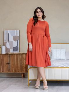 Step into style and sophistication with our Plus Size Midi Length Fit N Flare Pocket Dress, designed to offer the perfect balance of fashion and function. Whether you’re dressing up for an event or keeping it casual, this dress is your versatile go-to for effortless elegance. Key Features: Flattering Silhouette: The fit-and-flare design cinches at the waist, offering a universally flattering shape that enhances your natural curves. Practical Pockets: Functional side pockets add convenience witho Purple Midi Dress, Navy Midi Dress, Rust Dress, Fit N Flare Dress, Plus Size Dress, Fall Wardrobe, Midi Length, Round Neckline, A Line Skirts