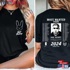 Bad Bunny 2 Side Nadie Sabe Shirt Bootleg Rap Most Wanted 2024 Tour T-Shirt Hoodie Bad Bunny Concert, Bad Bunny Concert Outfit, Bad Bunny Merch, Bunny Halloween Costume, Iconic Album Covers, Bunny Shirt, Costume Shirts