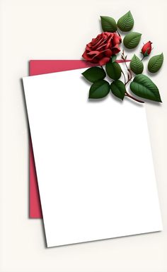 a white sheet of paper with red roses on it