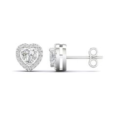 Heart Halo Studs_Product Angle_PCP Main Image Valentine's Day Round Cut Diamond Earrings With Prong Setting, Fine Jewelry With Heart Cut Halo Setting, Heart Cut Diamond Earrings With Prong Setting, Heart Cut Cubic Zirconia Jewelry With Halo Design, Round Cut Halo Diamond Earrings For Anniversary, Cubic Zirconia Heart Cut Halo Jewelry, Anniversary Jewelry With Heart Cut Halo Design, Fine Jewelry Heart Cut Diamond Earrings With Prong Setting, Diamond White Heart Cut Diamond Earrings For Formal Occasions