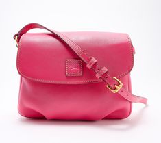 Just because it's a crossbody bag doesn't mean it can't be sleek, stylish, and sophisticated. This gorgeous bag is crafted of exquisite Florentine leather and is fashioned with a lovely front flap with a leather patch logo. From Dooney & Bourke. Classic Pink Flap Bag With Removable Pouch, Classic Pink Bag With Magnetic Closure, Pink Satchel Shoulder Bag With Leather Lining, Pink Leather-lined Satchel Shoulder Bag, Leather Lined Flap Bag, Pink Leather Flap Bag, Pink Leather Flap Bag For Travel, Pink Leather Flap Bag With Magnetic Closure, Pink Leather Crossbody Flap Bag