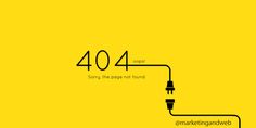 a yellow background with the words 404 and an image of a plugged in cord