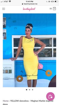 Chic Yellow Knee-length Sleeveless Dress, Sleeveless Pencil Dress, Duchess Meghan, Modern Clothes, Short Sleeved Dress, Sleeved Dress, Dress Form, Inspired Dress, Pencil Dress