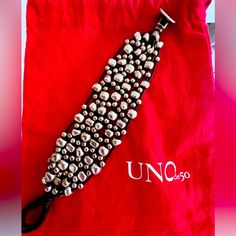 Multiple Rows Of Leather With Beads. Made In Spain. Unode50 Jewelry, Silver Plated Bracelet, Leather Jewelry, Womens Jewelry Bracelets, Silver Plate, Silver Plated, Spain, Women Jewelry, Bracelet