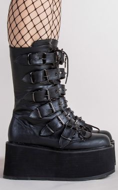 DAMNED-225 Black Vegan Boots-Demonia-Tragic Beautiful Flatform Boots, Punk Festival, Demonia Boots, Demonia Shoes, Vegan Leather Boots, Black Vegan, Goth Punk, Top Beauty Products, Goth Outfits