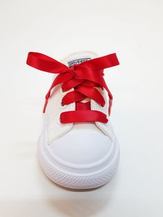 "A pair (2 laces) of narrow double satin shoelaces in a 3/8\" width, many colors available. Very soft ribbon, not stiff. Perfect for weddings, proms or even your dance team. Stand out and coordinate with your favorite team colors on game day. An approximate length for criss-cross lacing sneakers is: 2-3...pair of eyelets =27\"/69cm 5pair of eyelets = 36''/92cm 6pair of eyelets = 45''/115cm 7pair of eyelets = 54''/138cm 8pair of eyelets = 63''/160cm 10pair of eyelets = 72\"/183cm Please measure y Adjustable Lace-up Sneakers, Adjustable Lace-up Sneakers With White Laces, Satin Shoelaces, Wedding Tennis Shoes, Ribbon Dance, Dance Team, Crystal Shoes, Dance Teams, Womens Wedding Shoes