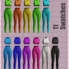 various colored leggings and tops for the female character in the video game super smash