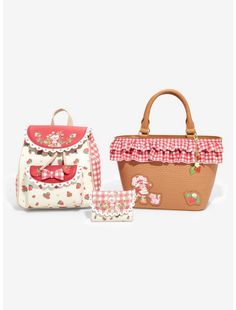 Strawberry Shortcake Gingham Basket Crossbody Bag Strawberry Shortcake Hot Topic, Red Spring Picnic Bag, Strawberry Shortcake Bag, Cute Rectangular Picnic Bag, Cute Gingham Rectangular Bags, Cute Gingham Rectangular Bag, Cute Summer Picnic Bags, Cute Summer Bags For Picnic, Preppy Gingham Rectangular Bags