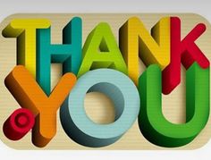 the words thank you are made out of cutout paper and colored letters on a white background