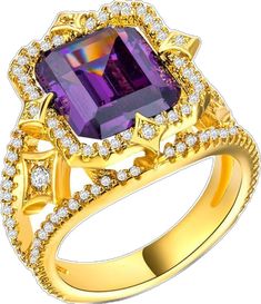 Purple Rings With Diamond Accents For Wedding, Gold Amethyst Diamond Ring For Wedding, Purple Diamond Ring With Diamond Accents For Anniversary, Purple Diamond Ring With Accents For Anniversary, Gold Amethyst Ring With Brilliant Cut Diamond, Formal Gold Amethyst Ring With Diamond Accents, Yellow Gold Amethyst Ring With Diamonds For Wedding, Wedding Yellow Gold Amethyst Ring With Diamonds, Wedding Amethyst Diamond Ring With Diamond Accents