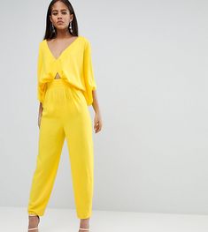 Tall jumpsuit by ASOS DESIGN Hey, fancy pants V-neck Cut-out design Kimono sleeves Back zip closure Tapered leg Regular cut Fits you just right Yellow V-neck Jumpsuits And Rompers For Work, Spring Yellow Jumpsuits And Rompers For Workwear, Yellow Jumpsuits And Rompers For Spring Workwear, Yellow Jumpsuit For Spring Workwear, Chic Yellow Long Sleeve Jumpsuits And Rompers, Yellow Long Sleeve Spring Pantsuit, Yellow Long Sleeve Pantsuit For Spring, Spring Yellow Long Sleeve Pantsuit, Chic Yellow Pantsuit For Spring