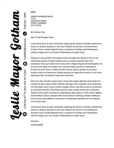 a cover letter with black and white lettering