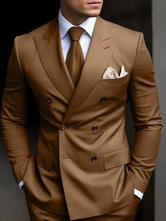 Colored Wedding Suits, Masculine Contemporary, Stylish Mens Suits, Mens Tailor, Brown Suit, Classy Suits, Classy Outfits Men, Designer Suit, Suit For Men