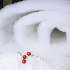 two cherries are sitting on the snow