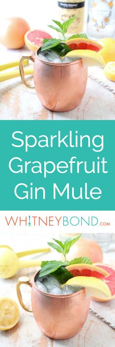 sparkling grapefruit gin mule with mint garnish