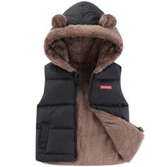 PRICES MAY VARY. MATERIAL: Our toddler girls boys hooded puffer vest is made of 100% polyester. Quality Fleece lining, lightweight, warm and soft. kids puffer vest which ensuring your little one stays comfortable and warm throughout the winter. It should be noted that the clothes may have some wrinkles during delivery due to compression. After receiving the clothes, they can be taken out and ironed flat or can be restored by washing and hangdrying DESIGN: This kids vest boys with zipper closure, Winter Hooded Vest With Pockets, Hooded Puffer Vest For Outdoor, Bear Ear Hoodie, Kids Puffer Vest, Toddler Winter Coat, Girls Puffer Vest, Hooded Gilet, Toddler Vest, Kids Vest