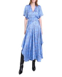 Maje Racheliani Dress Patterned Maxi Dress, Faux Fur Cropped Jacket, Maxi Dress Pattern, Blazer Jeans, Ruffled Skirt, Lucky Charms, Satin Maxi, Satin Maxi Dress, Butterfly Sleeves