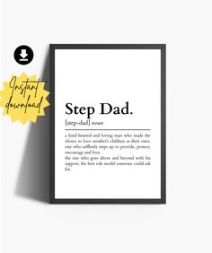 a poster with the words step dad on it