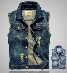 Men's Denim Vest Jean Vests Jacket Top Waistcoats Sleeveless Vintage Punk Casual Sleeveless Jacket For Men, Denim Vest Men, Male Jeans, Cowboy Vest, Mens Fashion Denim, Denim Waistcoat, Jeans Coat, Moda Denim, Jean Jacket Vest