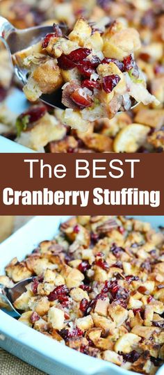 the best cranberry stuffing recipe is made with fresh fruit and served in a casserole dish