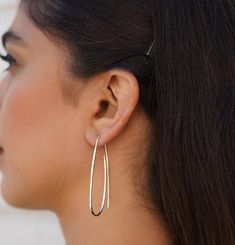 Large Silver Paperclip Hoop Earring | Otis Jaxon Jewellery Mum Daughter, Hoop Earrings Handmade, Iron Gifts, Oval Hoop Earrings, Spiral Earrings, Mismatched Earrings, 925 Silver Earrings, Silver Drop Earrings, Rose Gold Earrings