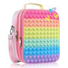 PRICES MAY VARY. Unique Lunch Box for Girls: The novel rainbow color design of the Lunch bag combines push bubble toy with girls lunch bag. Our pop school lunch bag is not only a fashionable lunch box for kids but also a stress relief fidget toy, you can enjoy the fun of pressing the bubbles down after the meal. Your loved insulated lunch box is now a cute Rainbow Pop Lunch Tote Bag from now on Large Capacity: Reusable lunch bag size is 12.4* 10* 2 inches and has better use space for water bottl Pink Lunch Box, Girls Lunch, School Lunch Bag, Reusable Lunch Bags, Kids Pop, Lunch Tote Bag, Kids Lunch Bags, Lunch Box Bag, Insulated Lunch Box