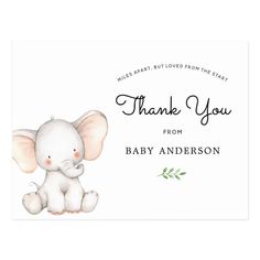 an elephant baby shower gift tag with the words thank you from