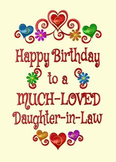 Happy Birthday Daughter-in-Law Hearts and Flowers card Happy Birthday Step Daughter, Happy Birthday Aunt, Birthday Cousin, Happy Birthday Niece, Happy Birthday Cousin, Happy Birthday Wishes Pics, Birthday Wishes Greetings, Cousin Birthday