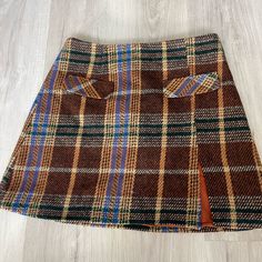 Brand New Casual Tweed Mini Skirt For Winter, Casual Tweed Skirt, Casual Tweed Skirt For Fall, Casual Tweed Mini Skirt With Lining, Casual Tweed Skirt For Winter, Split Skirt, Cider, Tartan, Womens Skirt